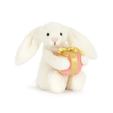Jellycat Collectible Plush Bashful Bunny with Present