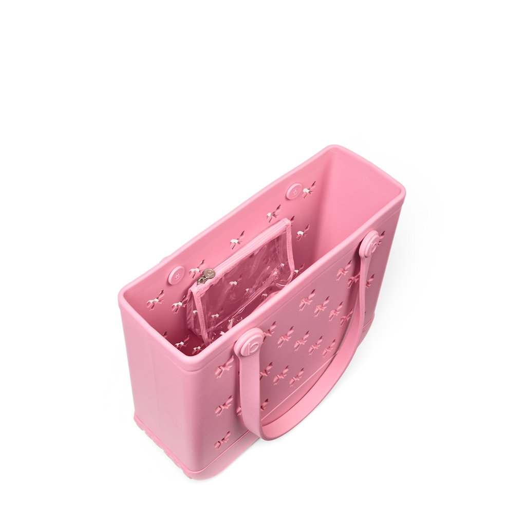 Medium Washable Tote Bag Bubblegum Bows for Casual Carry