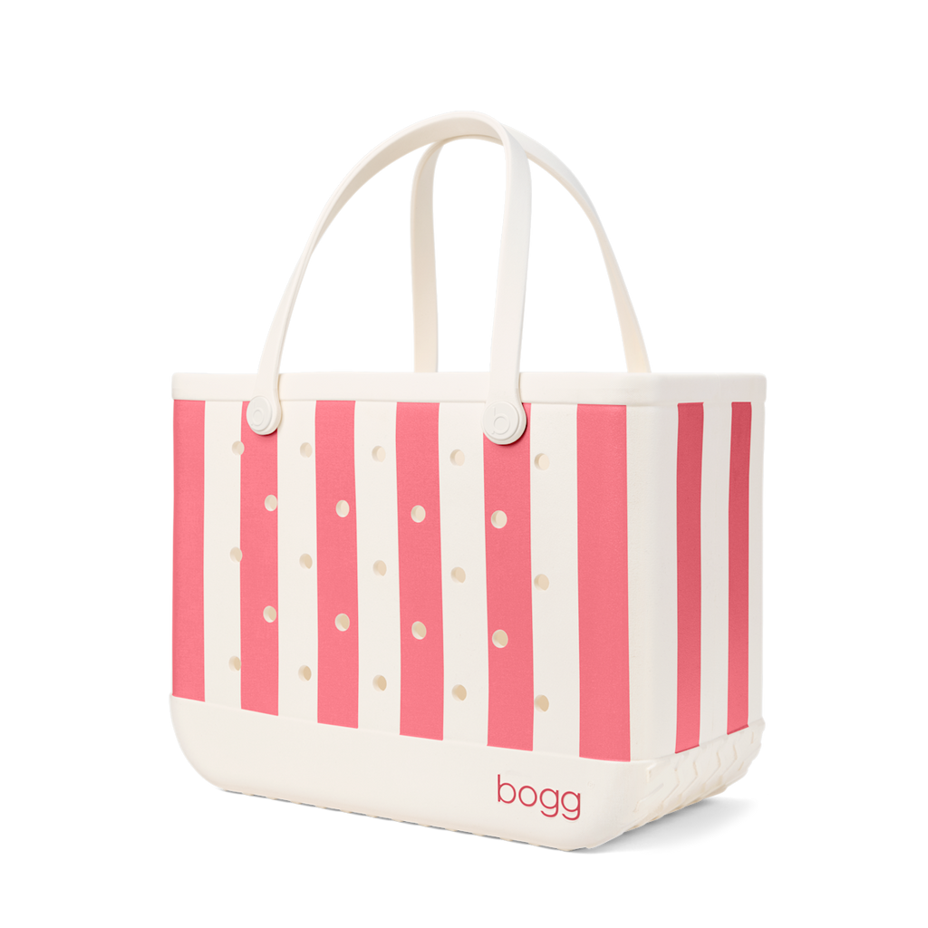 Large Washable Tote Bag Capri Coral Stripe for Casual Carry