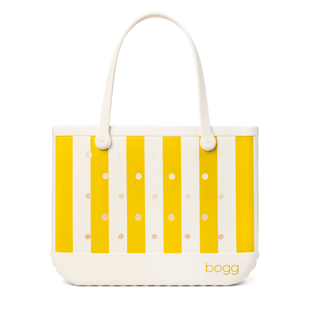 Large Washable Tote Bag Limoncello Yellow Stripe for Casual Carry