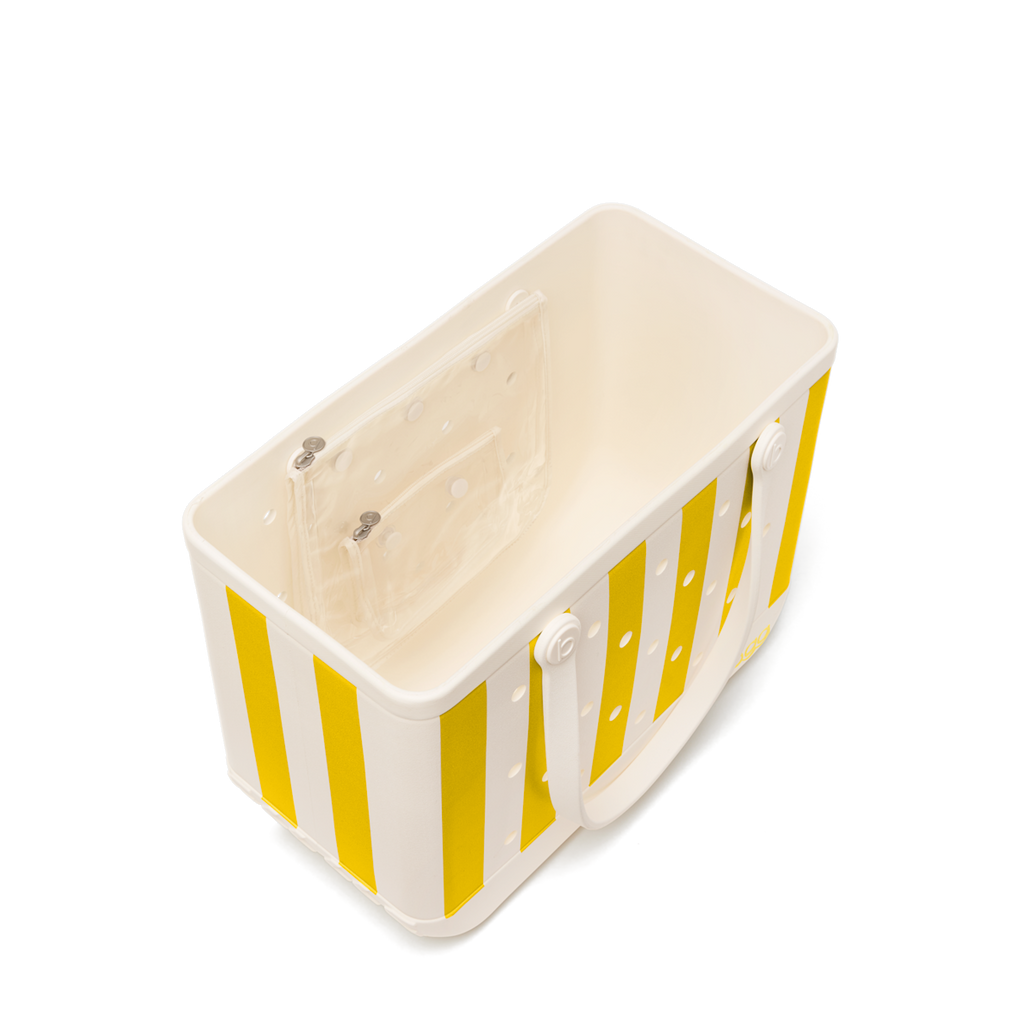 Large Washable Tote Bag Limoncello Yellow Stripe for Casual Carry