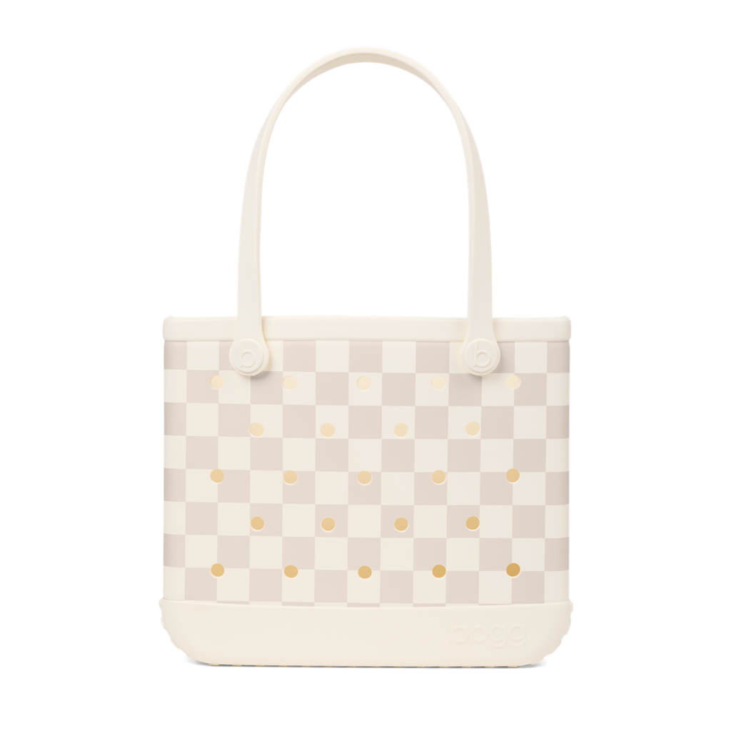 Medium Washable Tote Bag Checkered Coconut/Mushroom for Casual Carry