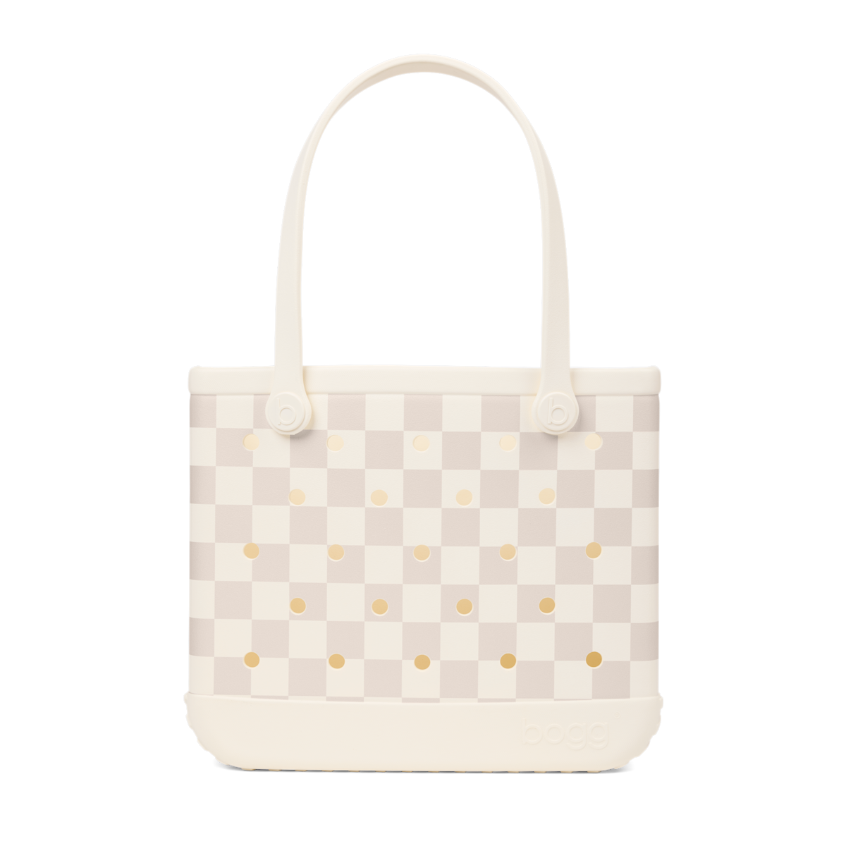Medium Washable Tote Bag Checkered Coconut/Mushroom for Casual Carry