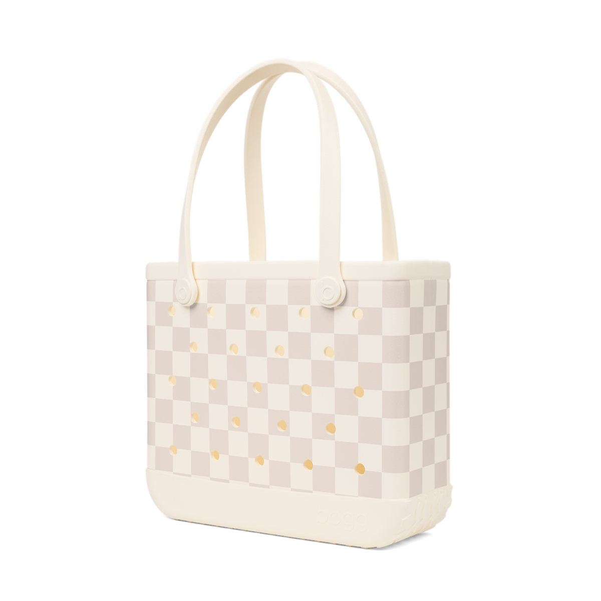 Medium Washable Tote Bag Checkered Coconut/Mushroom for Casual Carry