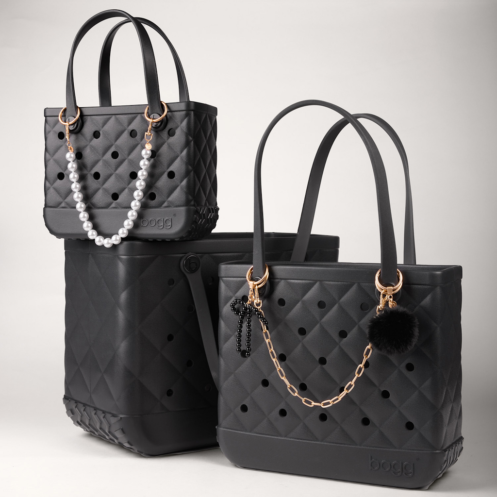 Medium Washable Tote Bag Quilted LBD Black for Casual Carry
